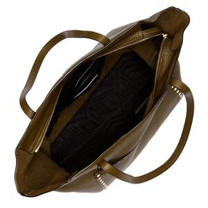 REBECCA MINKOFF STUDDED POCKET ZIP CLOSURE LARGE LEATHER MOSS TOTE BAG